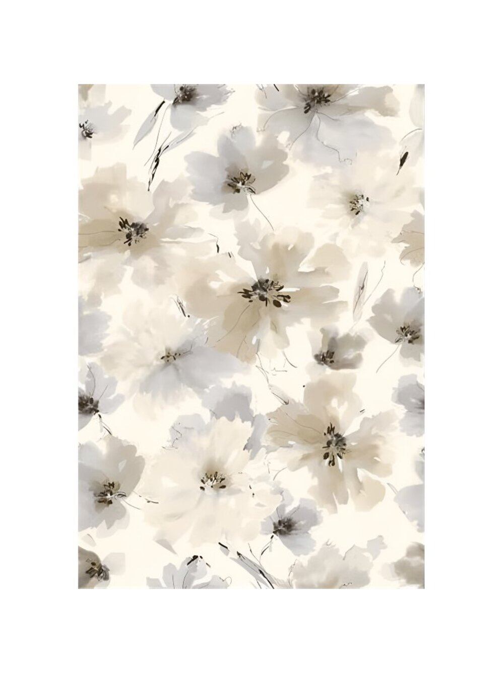 Floral Peel and Stick Wallpaper, Beige Yellow Watercolor Flower Contact Paper